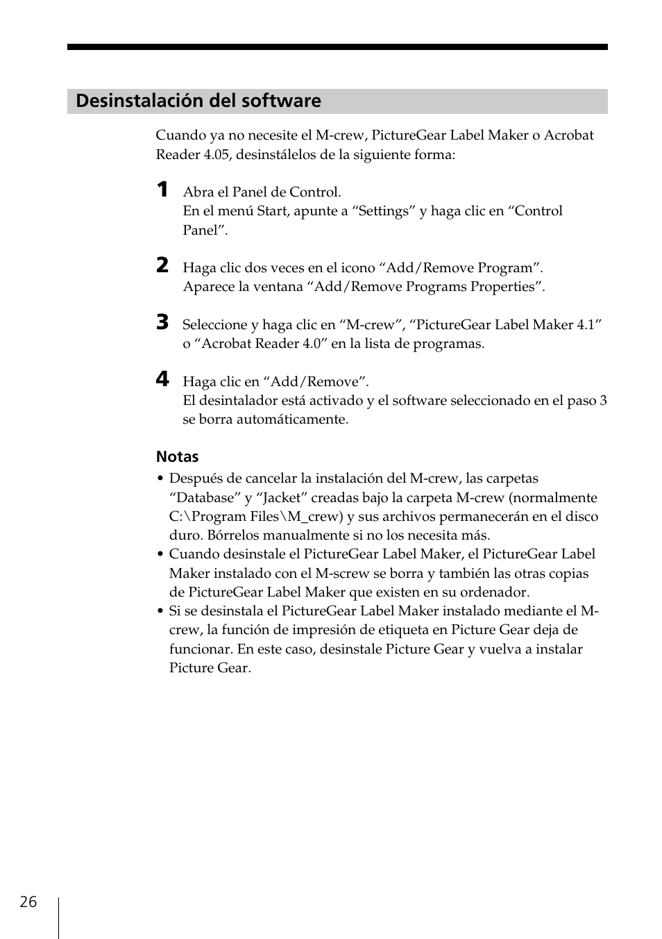 Desinstalación del software | Sony NAS-CZ1 User Manual | Page 116 / 241