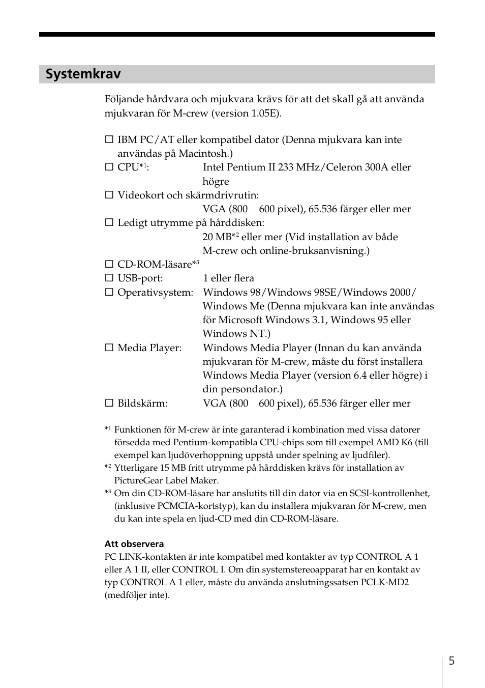 Systemkrav | Sony NAS-CZ1 User Manual | Page 155 / 241