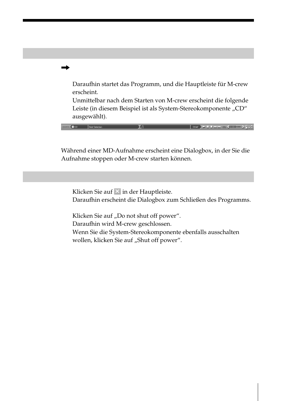 Starten des programms, Starten der software, Schließen des programms | Sony NAS-CZ1 User Manual | Page 87 / 241