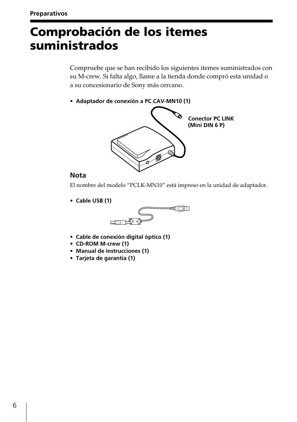 Preparativos, Comprobación de los itemes suministrados | Sony NAS-CZ1 User Manual | Page 96 / 241