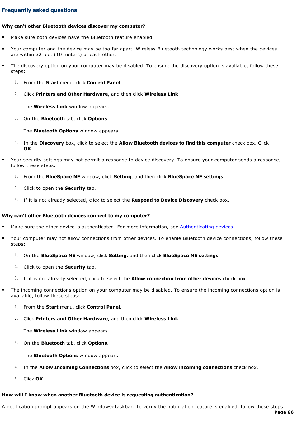 Frequently asked questions | Sony VGN-A150 User Manual | Page 86 / 315