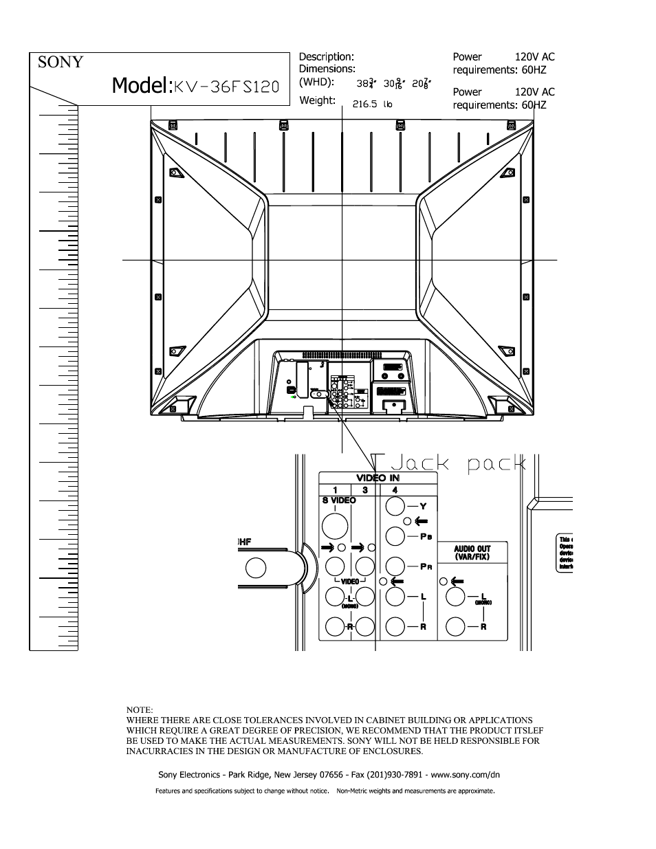 Model:kv, Fsipo, Sony | Sony KV-36FS120 User Manual | Page 2 / 2