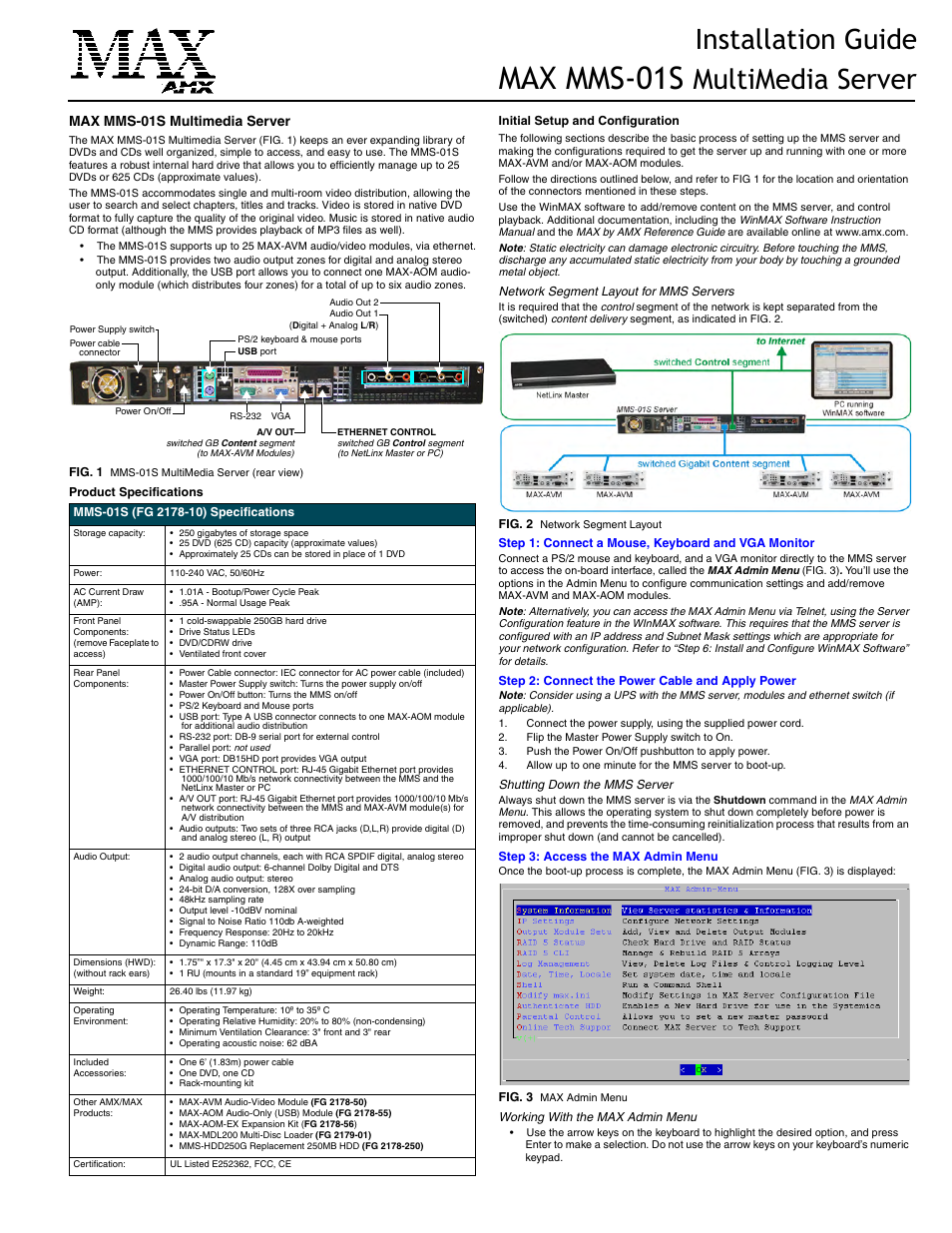 AMX MAX MMS-01S User Manual | 2 pages