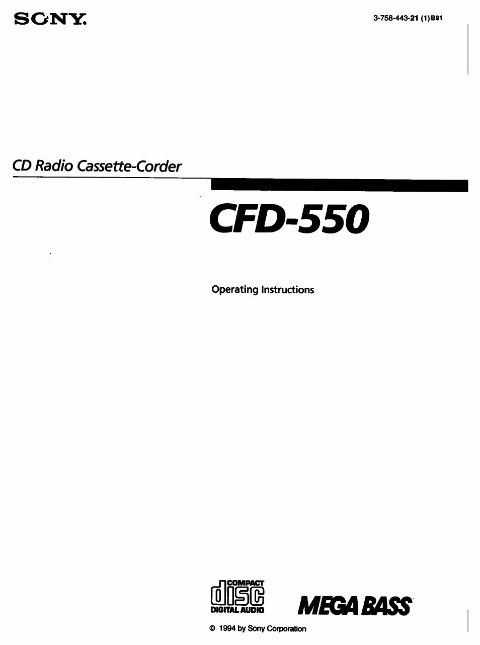 Sony CFD-550 User Manual | 20 pages