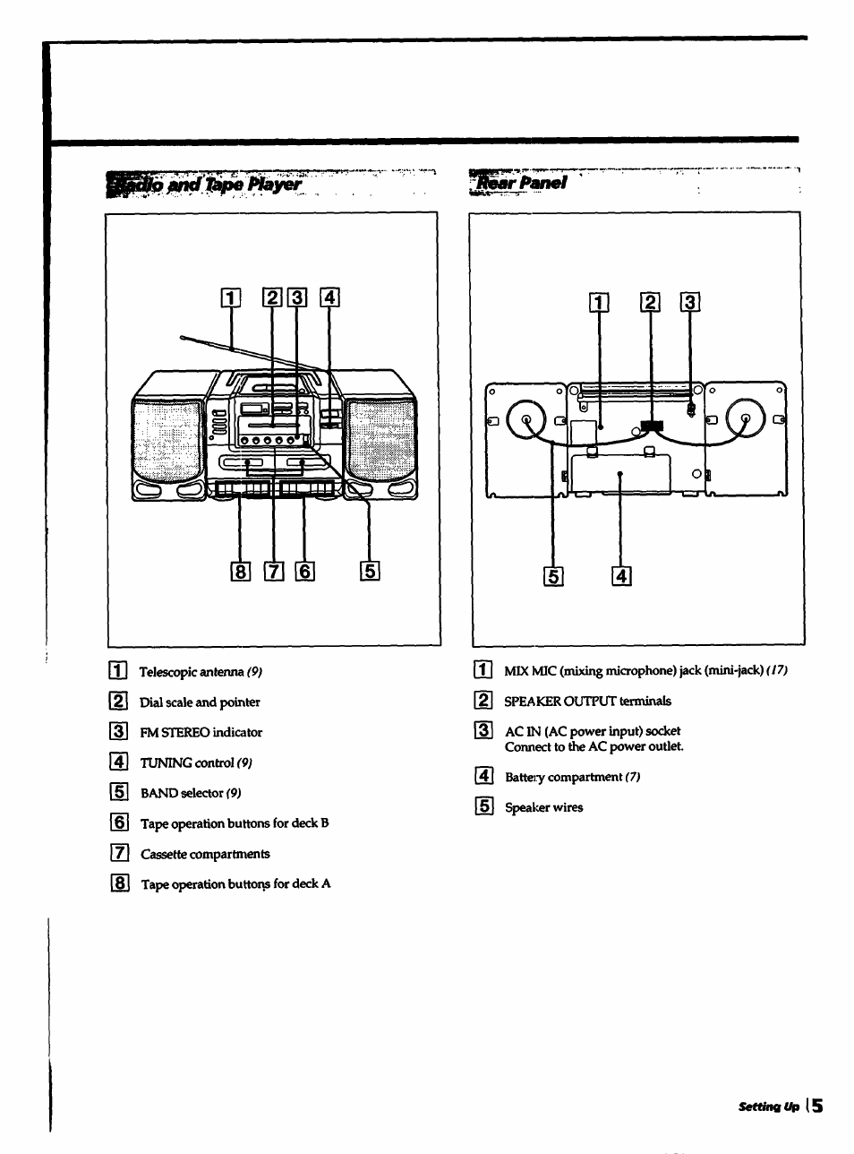 Settinaup (5 | Sony CFD-550 User Manual | Page 5 / 20