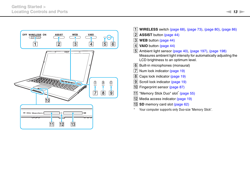 Sony VPCZ2390X User Manual | Page 13 / 216
