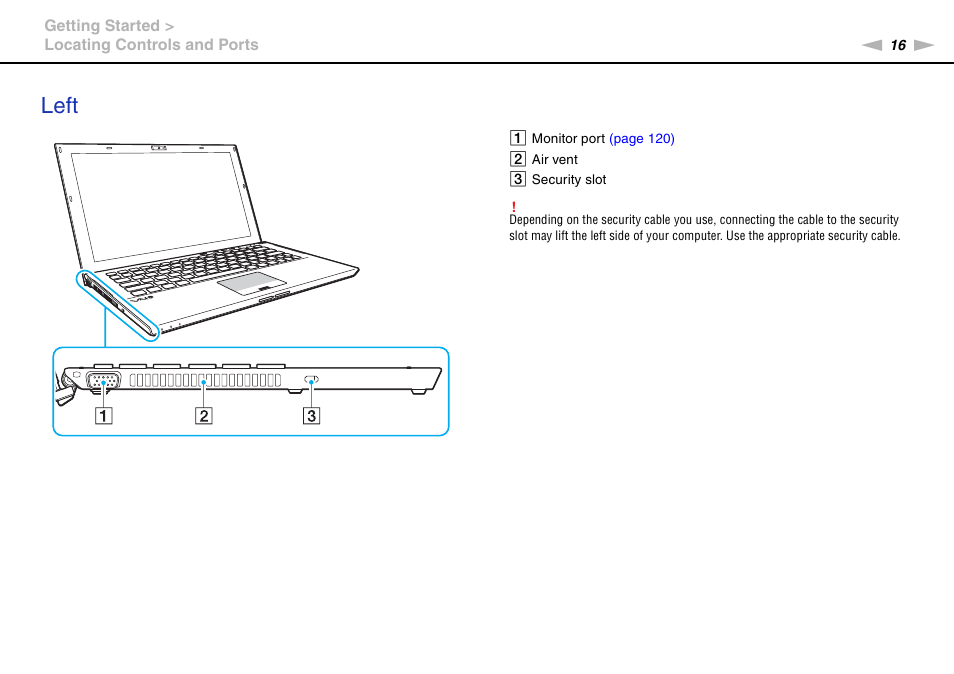 Left | Sony VPCZ2390X User Manual | Page 16 / 216