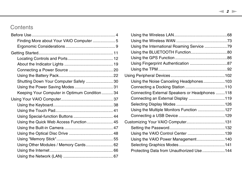Sony VPCZ2390X User Manual | Page 2 / 216