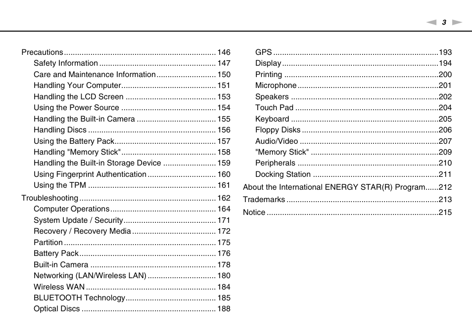 Sony VPCZ2390X User Manual | Page 3 / 216