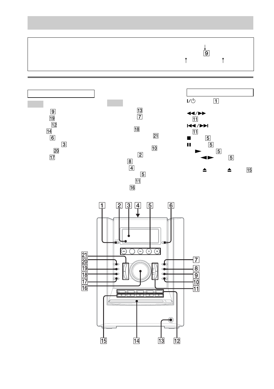 List of button locations and reference, List of button locations and reference pages, Main unit | Sony HCD-HP7 User Manual | Page 34 / 36