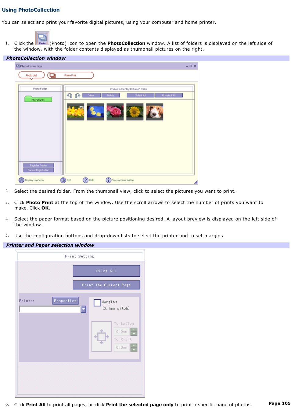 Using photocollection | Sony PCG-R505ELK User Manual | Page 105 / 214