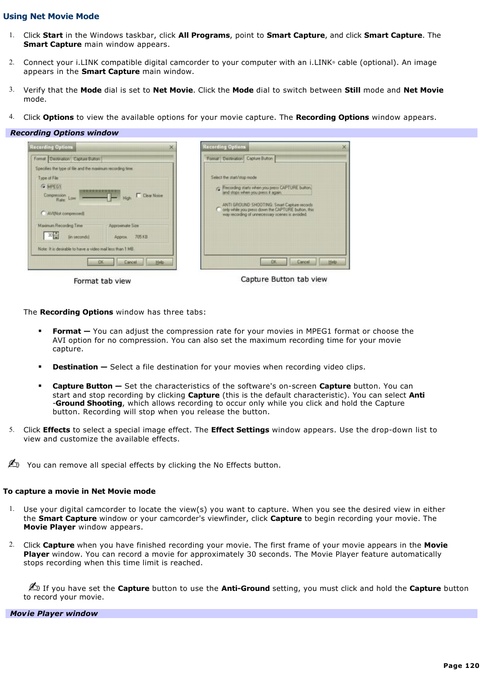 Using net movie mode | Sony PCG-R505ELK User Manual | Page 120 / 214