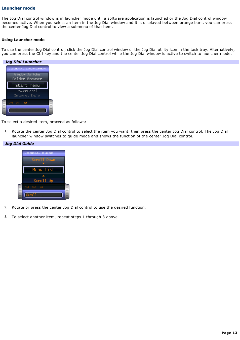 Launcher mode | Sony PCG-R505ELK User Manual | Page 13 / 214