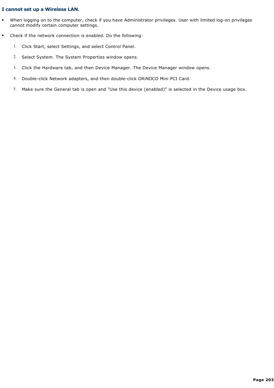 I cannot set up a wireless lan | Sony PCG-R505ELK User Manual | Page 203 / 214