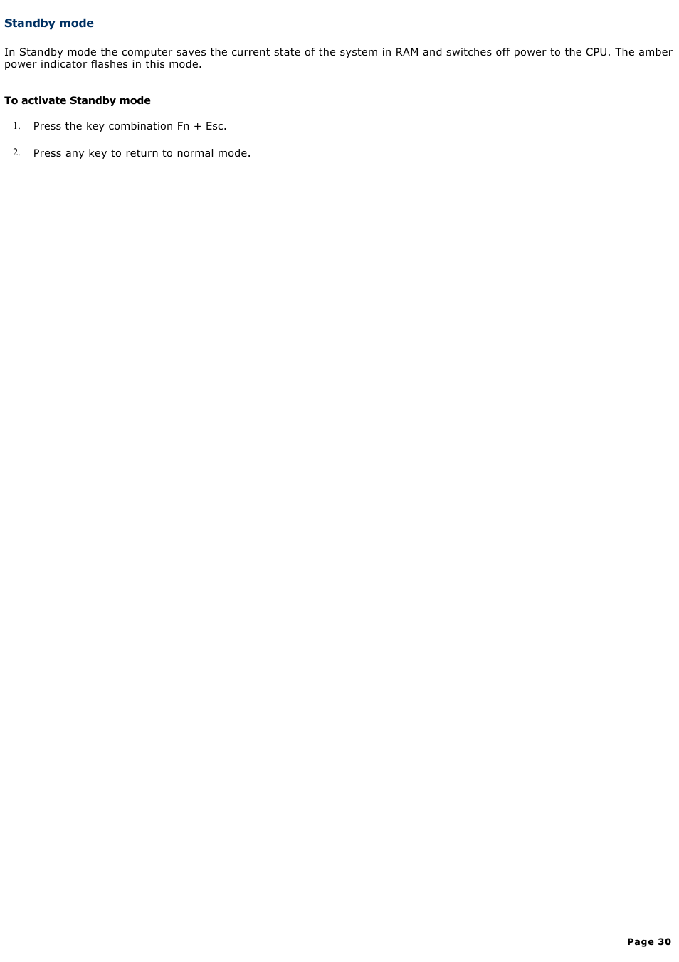 Standby mode | Sony PCG-R505ELK User Manual | Page 30 / 214