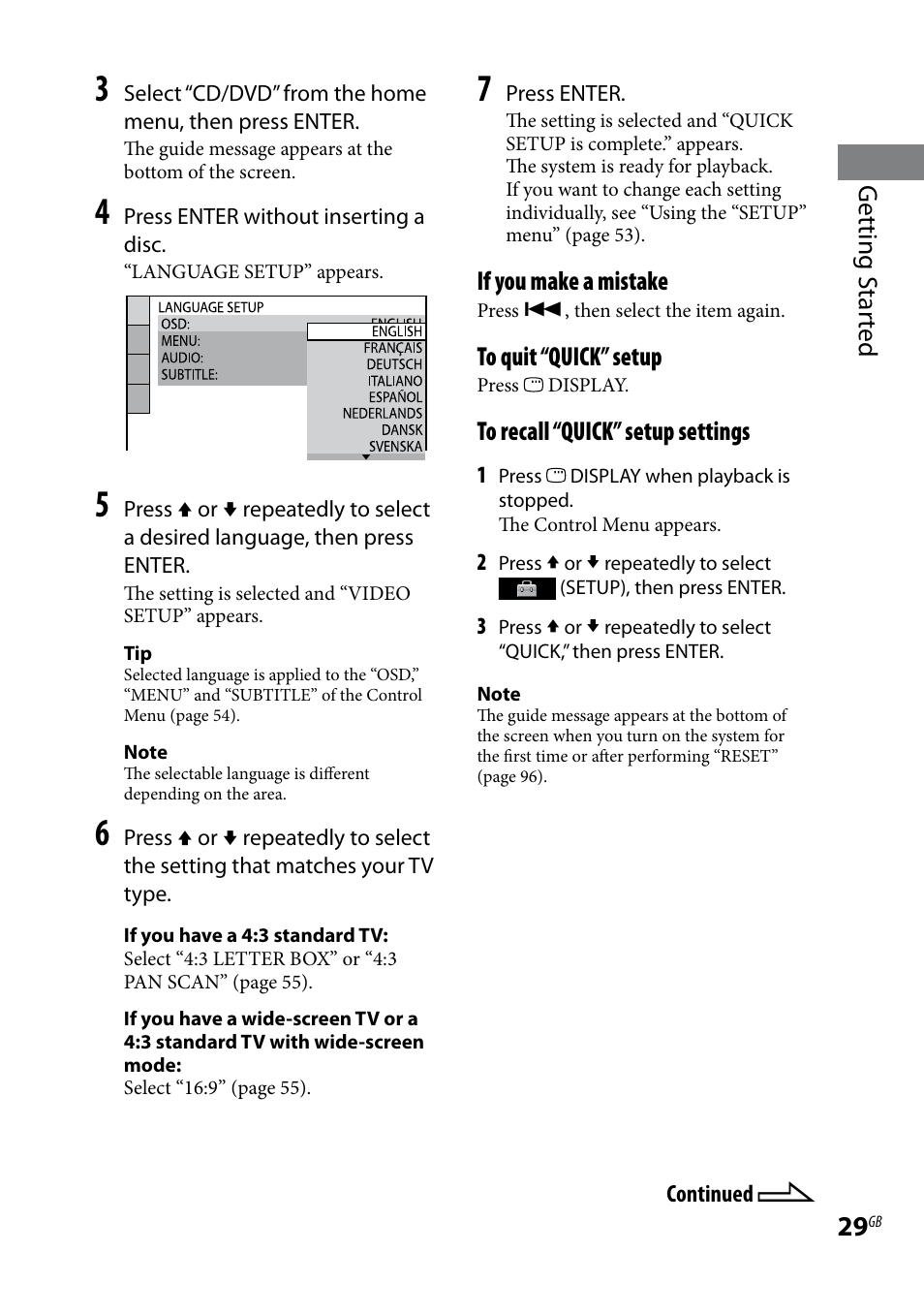 Getting s tar ted, If you make a mistake | Sony WHG-SLK1I User Manual | Page 29 / 127