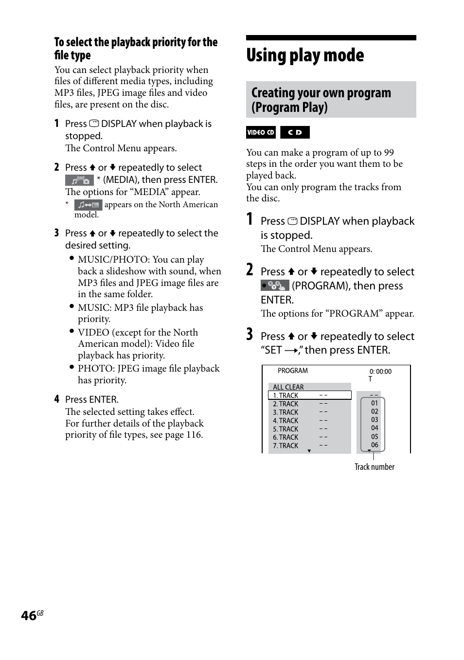 Using play mode, Creating your own program (program play) | Sony WHG-SLK1I User Manual | Page 46 / 127