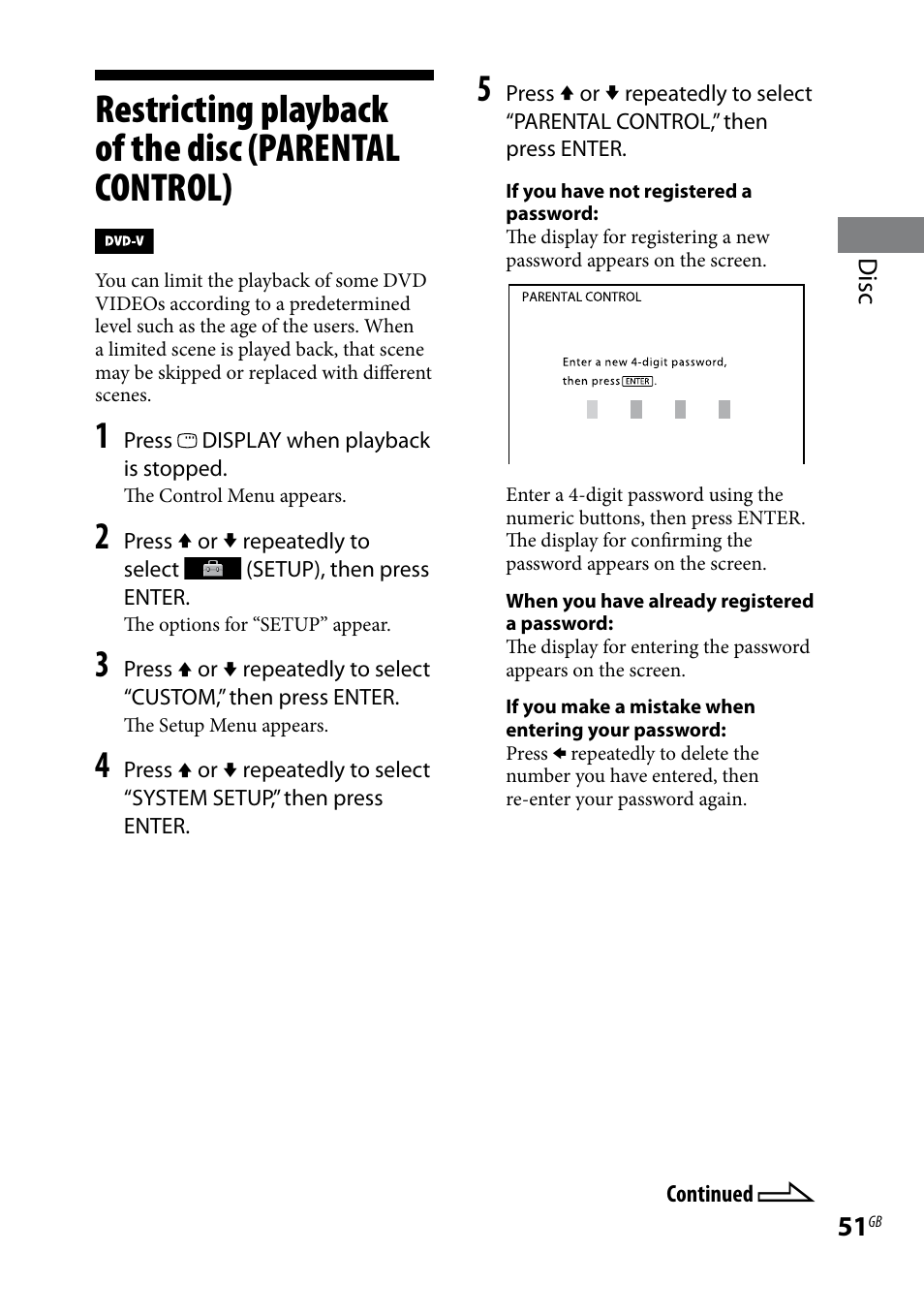 Restricting playback of the disc, Parental control) | Sony WHG-SLK1I User Manual | Page 51 / 127