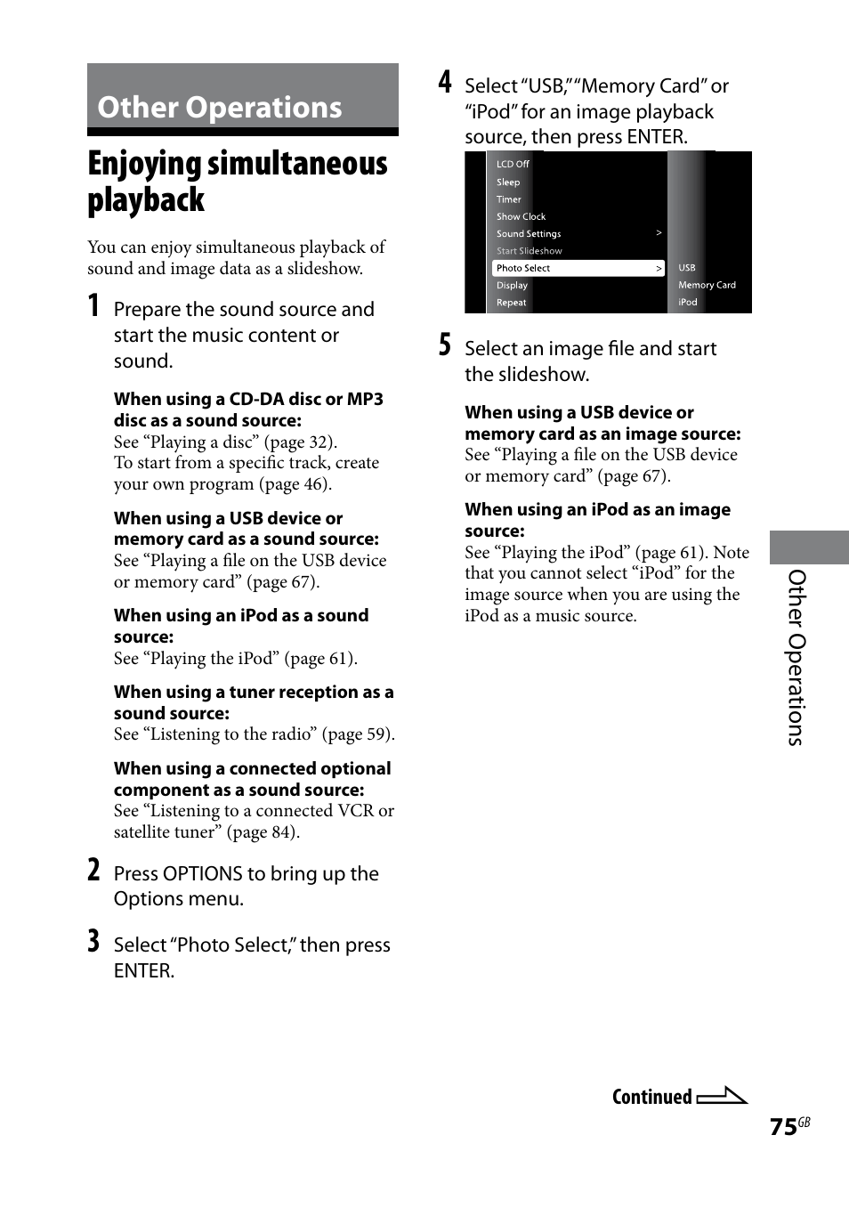 Other operations, Enjoying simultaneous playback, Enjoying simultaneous | Playback | Sony WHG-SLK1I User Manual | Page 75 / 127