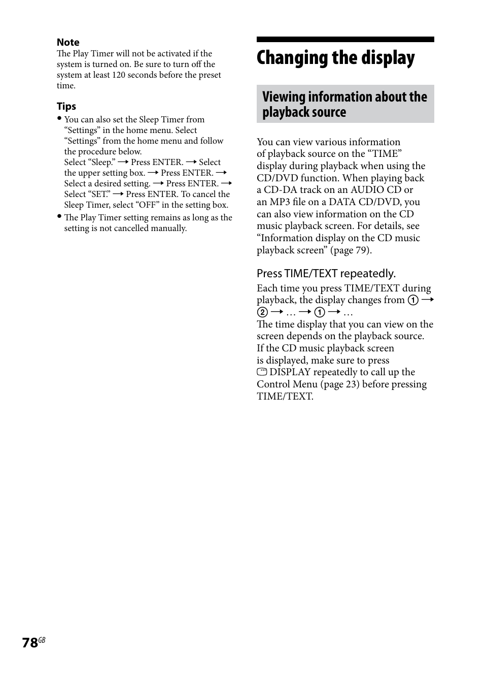 Changing the display, Viewing information about the playback source | Sony WHG-SLK1I User Manual | Page 78 / 127