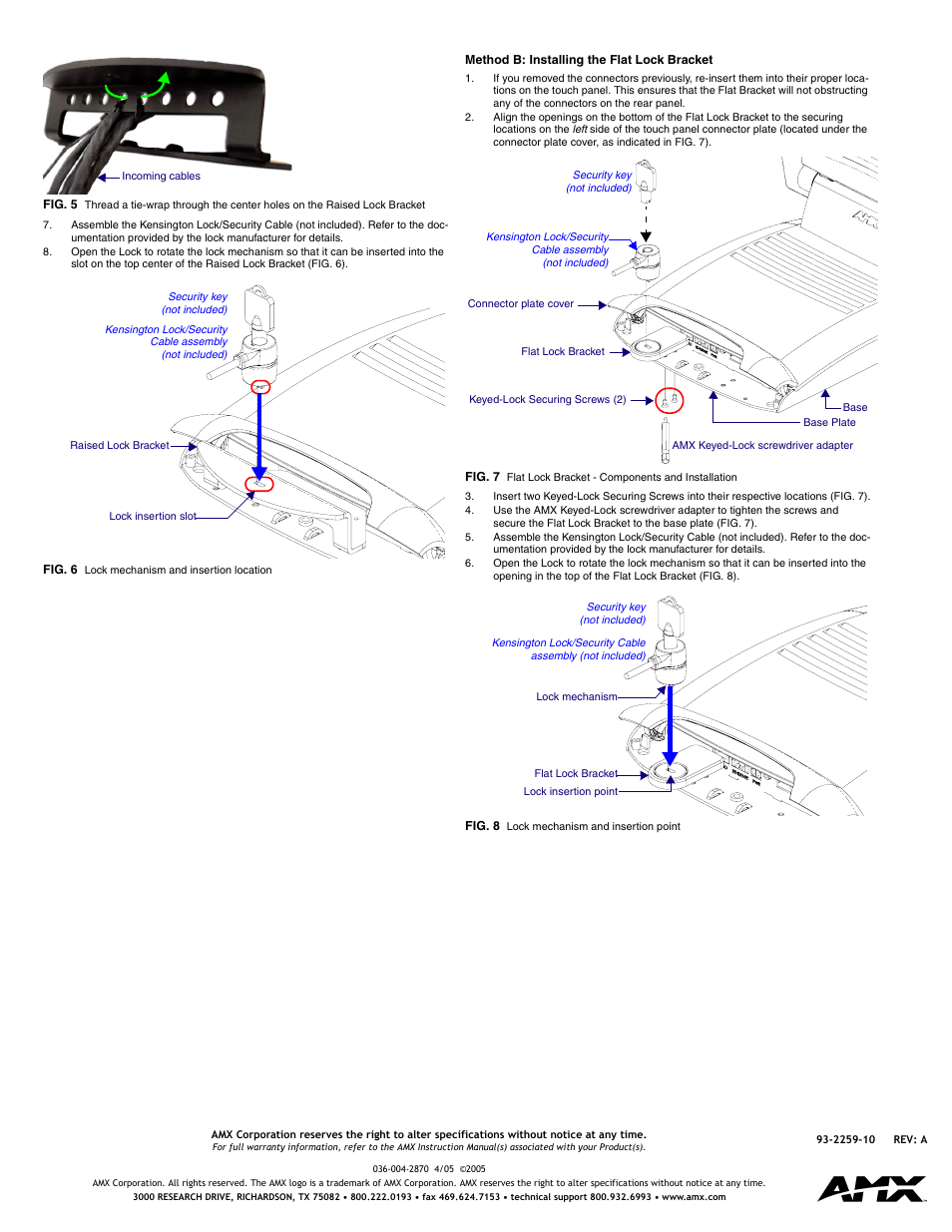 Method b: installing the flat lock bracket | AMX Kensington Lock Bracket NXA-KLB User Manual | Page 2 / 2