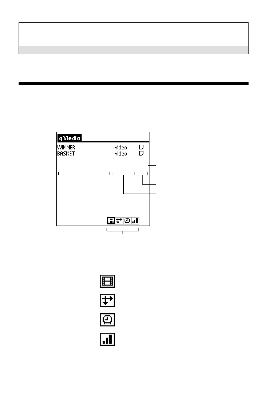 Basic operations, Starting gmedia | Sony PEG-S300 User Manual | Page 6 / 10