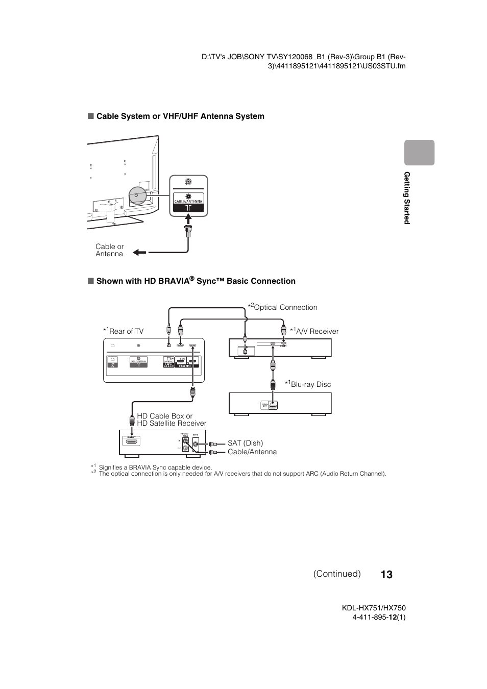 Continued) | Sony KDL-55HX751 User Manual | Page 13 / 36