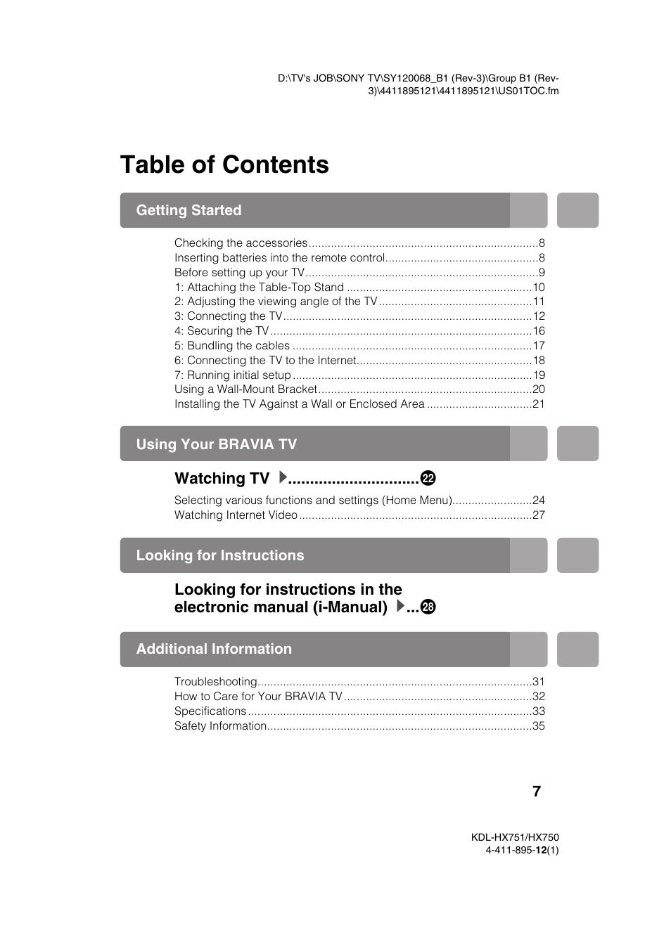 Sony KDL-55HX751 User Manual | Page 7 / 36