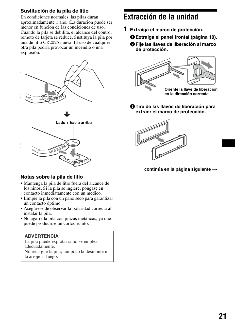 Extracción de la unidad | Sony CDX-R3300 User Manual | Page 43 / 68