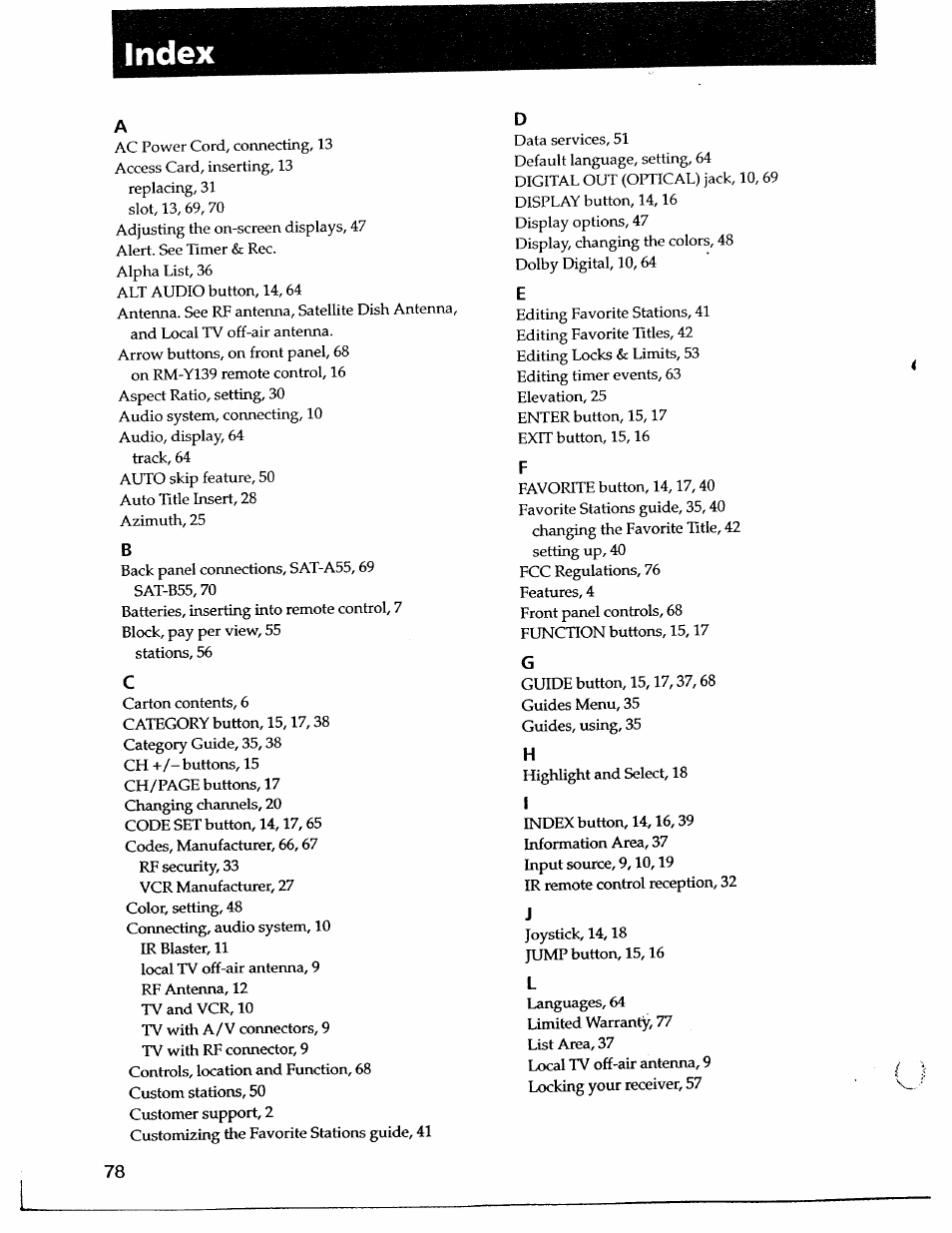 Sony SAT-A55 User Manual | Page 78 / 80