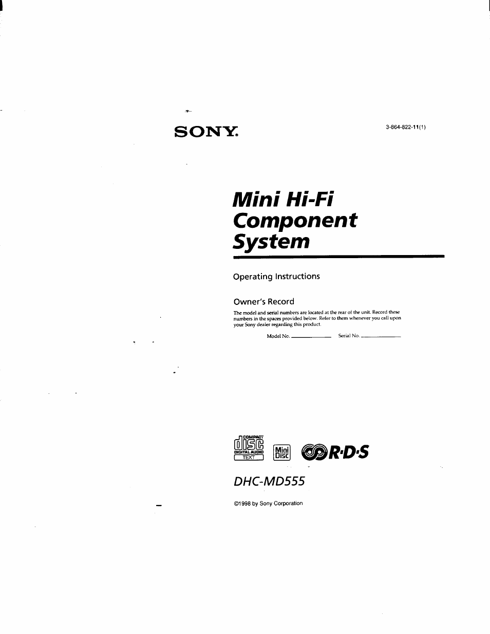 Sony DHC-MD555 User Manual | 100 pages