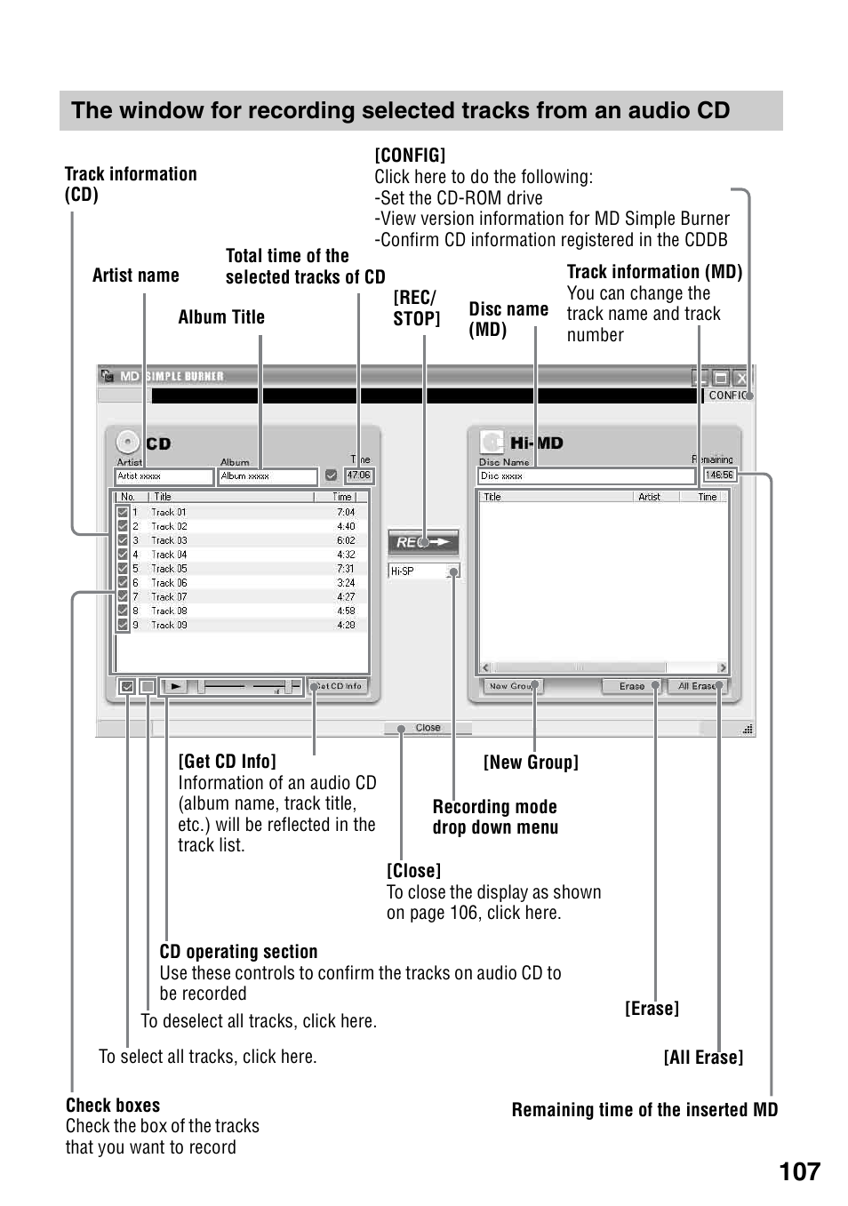 Sony MZ-RH910 User Manual | Page 107 / 115