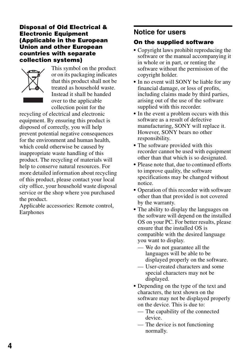 Notice for users | Sony MZ-RH910 User Manual | Page 4 / 115