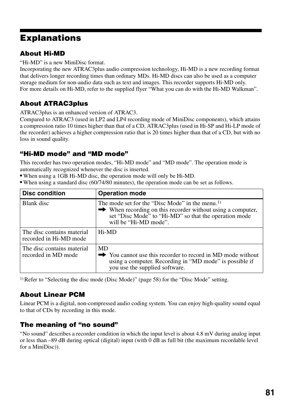 Explanations, 81 explanations | Sony MZ-RH910 User Manual | Page 81 / 115