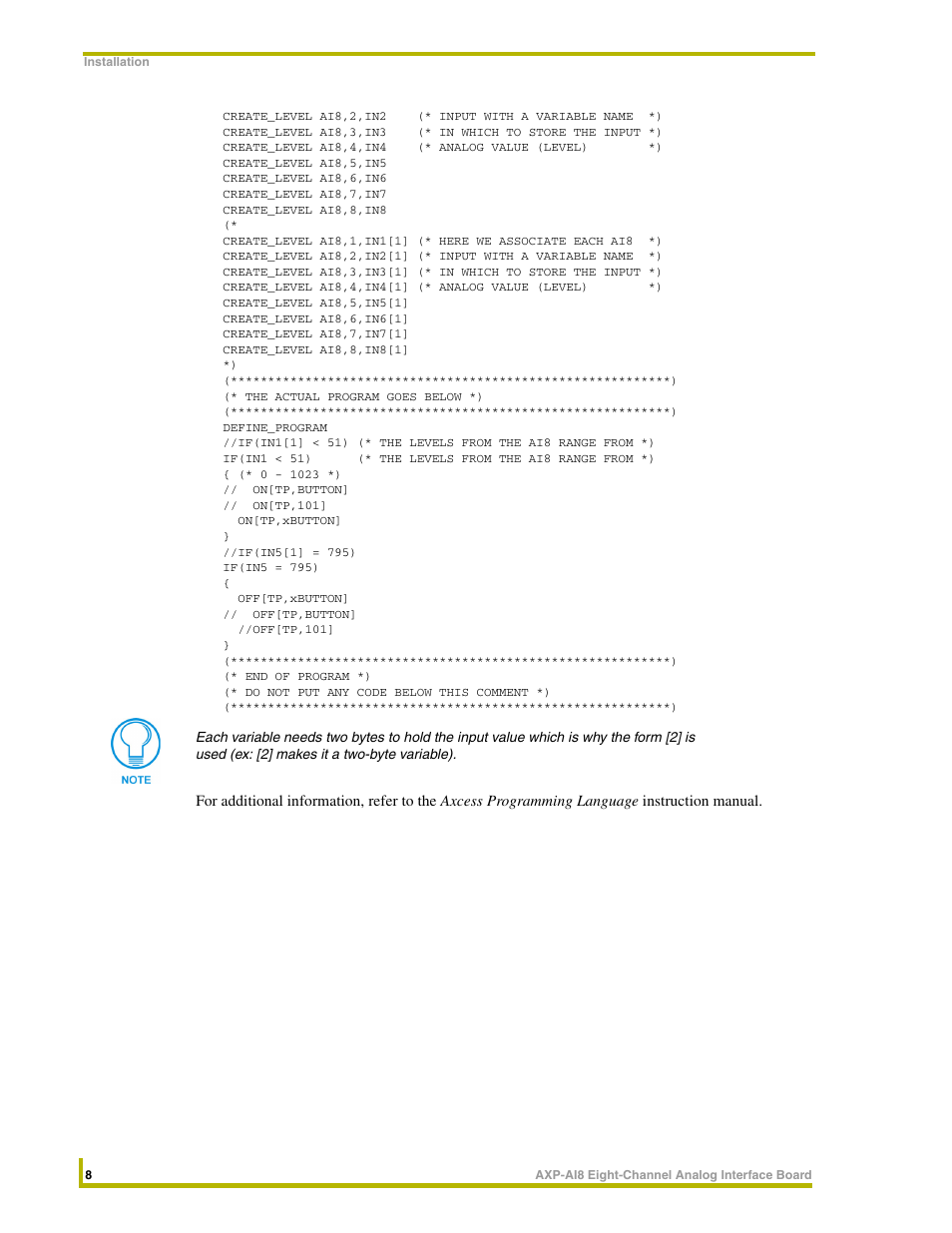 AMX AXP-AI8 User Manual | Page 12 / 14