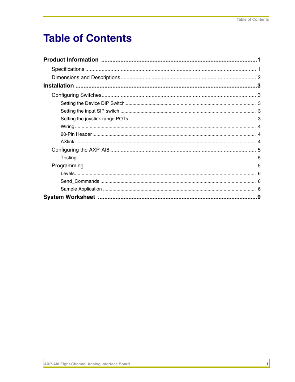 AMX AXP-AI8 User Manual | Page 3 / 14