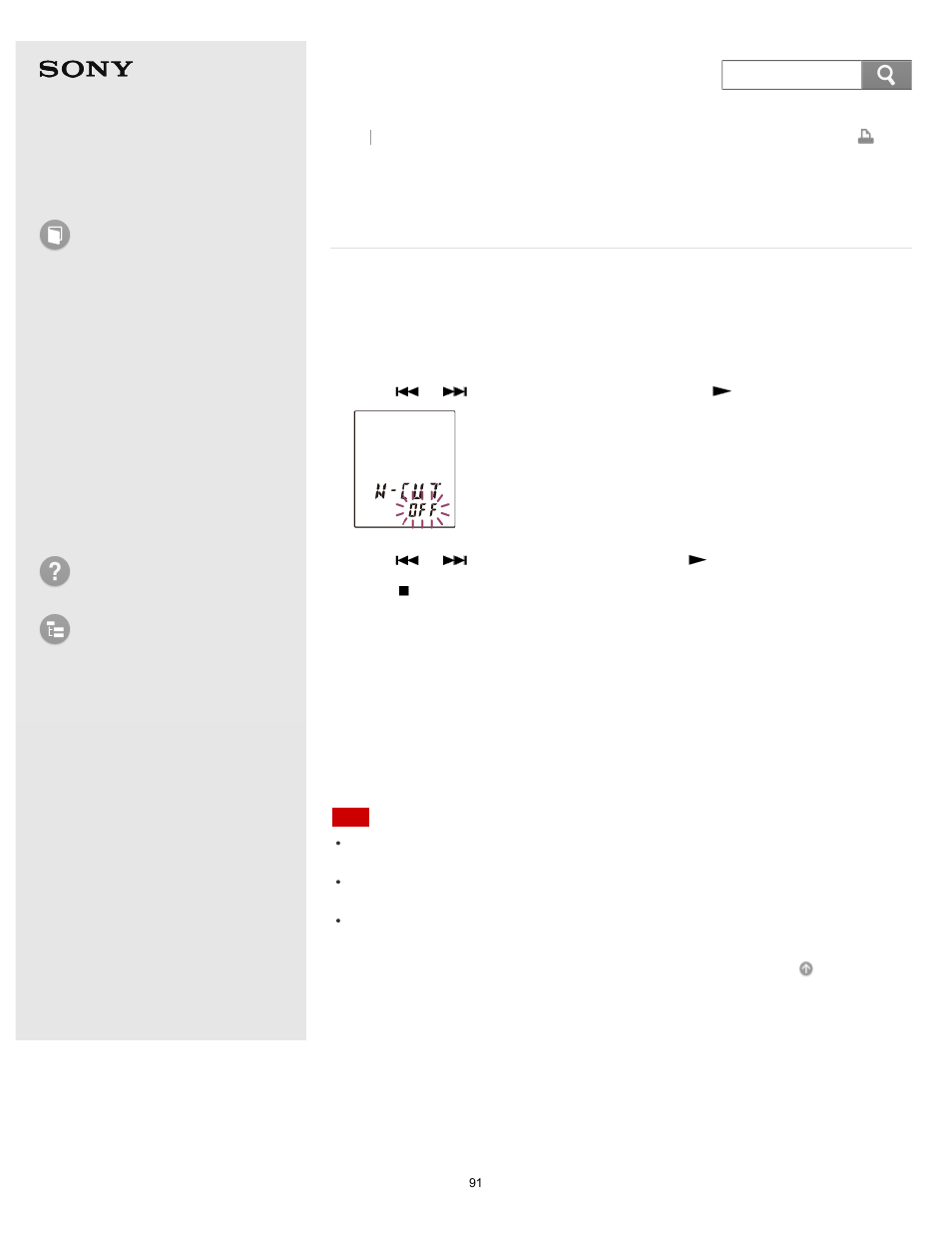 Reducing noise in the playback sound and makingthe, Human voice clearer (n-cut)– the noise cutfunction, Cut)– the noise cut function | Clearer (n-cut)– the noise cut function, Help guide, How to use, Troubleshooting list of topics, Icd-bx132 | Sony ICD-BX132 User Manual | Page 97 / 179