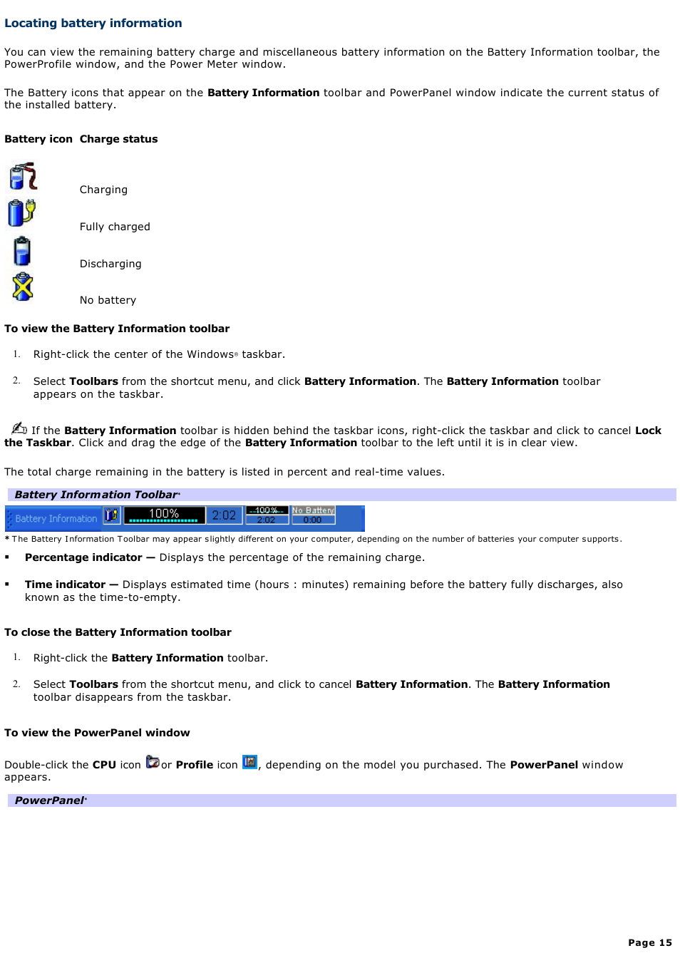 Locating battery information | Sony PCG-TR3AP3 User Manual | Page 15 / 199