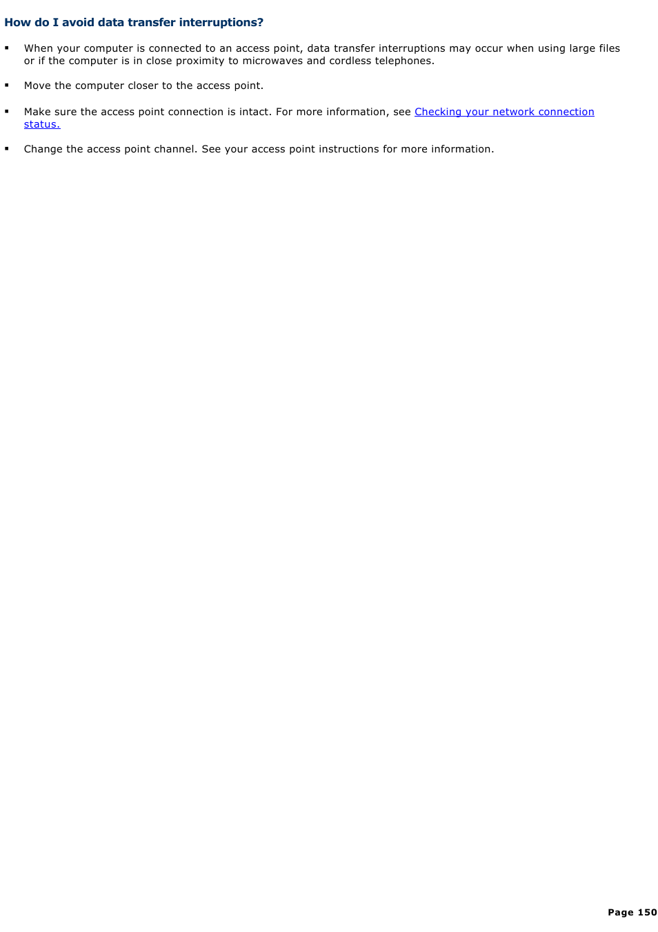 How do i avoid data transfer interruptions | Sony PCG-TR3AP3 User Manual | Page 150 / 199