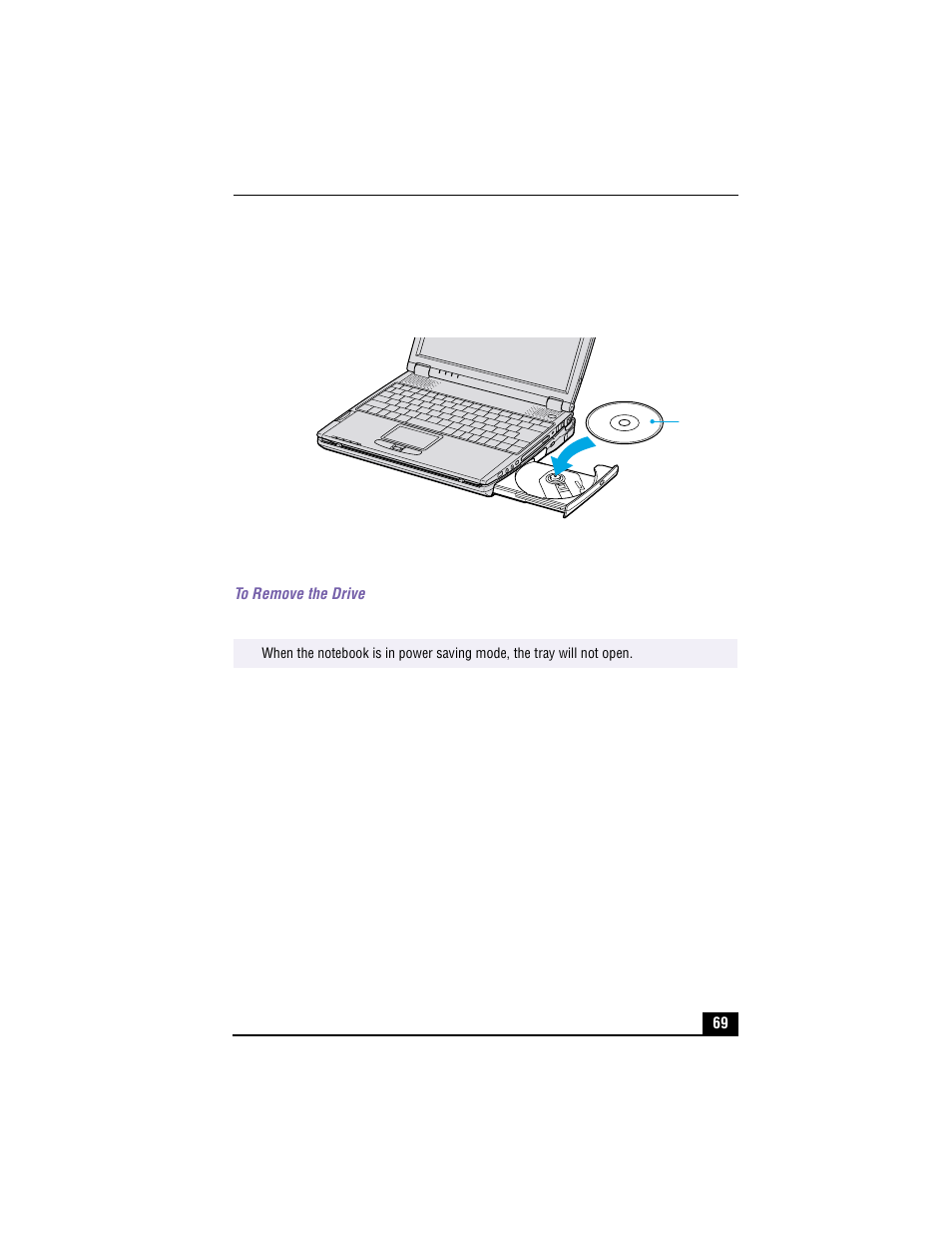 Inserting disc, To remove the drive | Sony PCG-R505TEK User Manual | Page 69 / 150