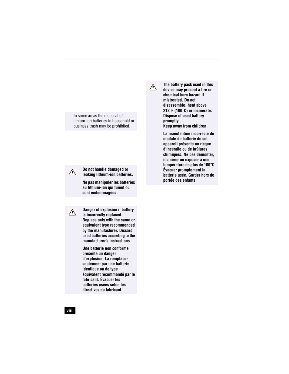 Disposal of lithium-ion battery, Industry canada notice | Sony PCG-R505TEK User Manual | Page 8 / 150