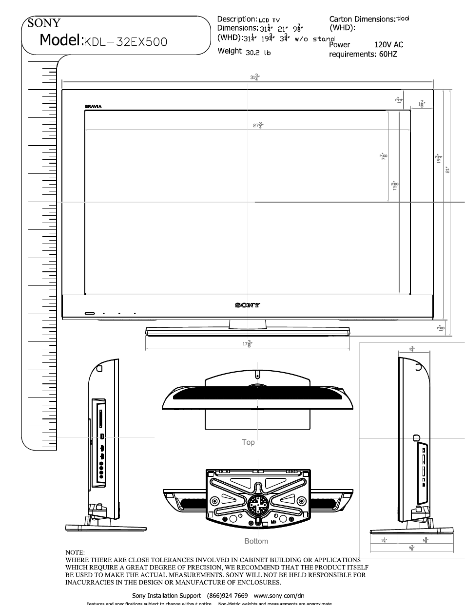 Sony KDL-32EX500 User Manual | 3 pages