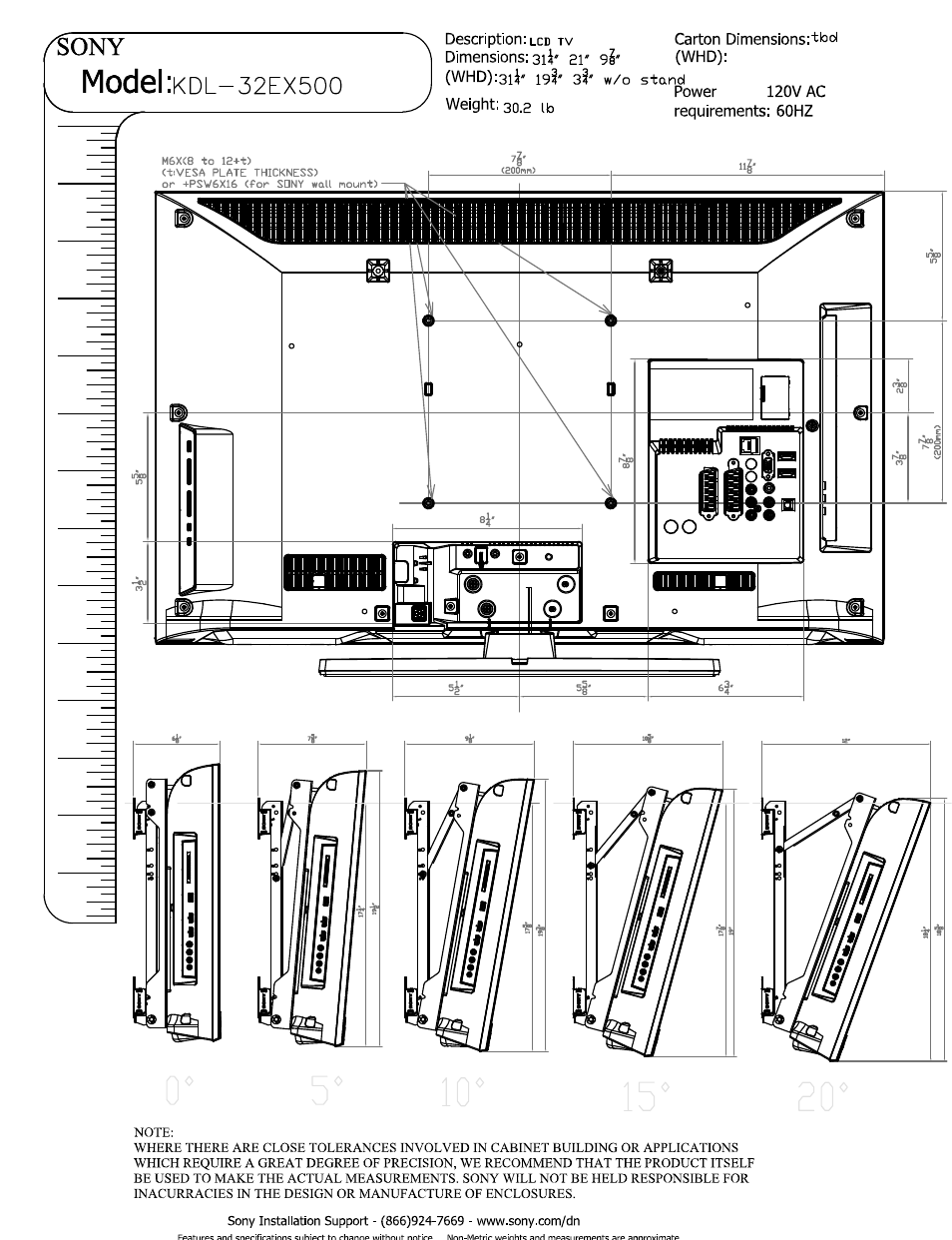Model | Sony KDL-32EX500 User Manual | Page 2 / 3