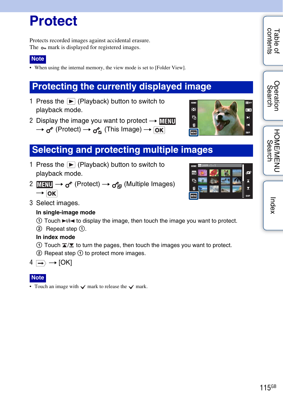 Protect, Protect) | Sony DSC-T900 User Manual | Page 115 / 170