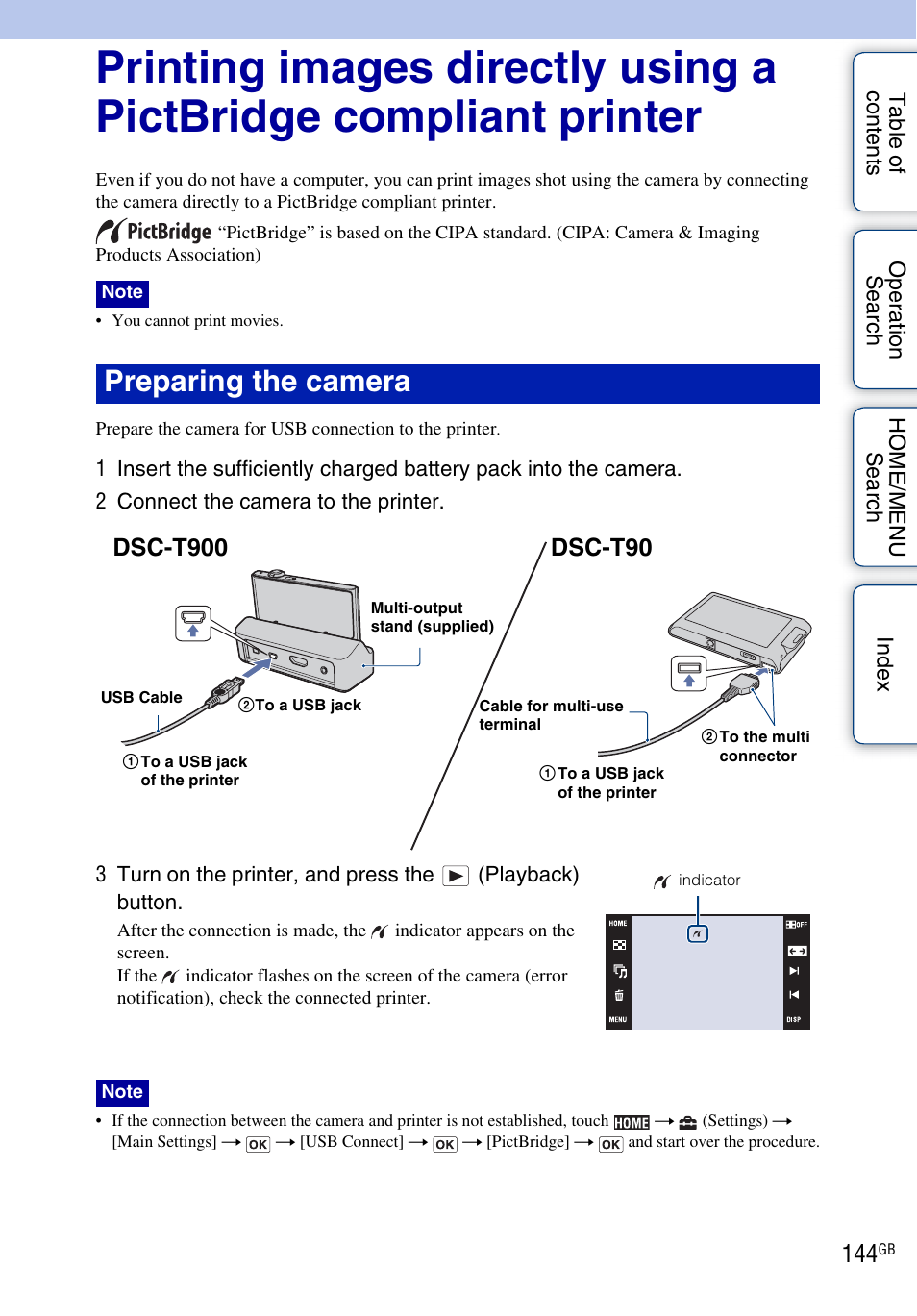 Print, Print), Preparing the camera | Sony DSC-T900 User Manual | Page 144 / 170