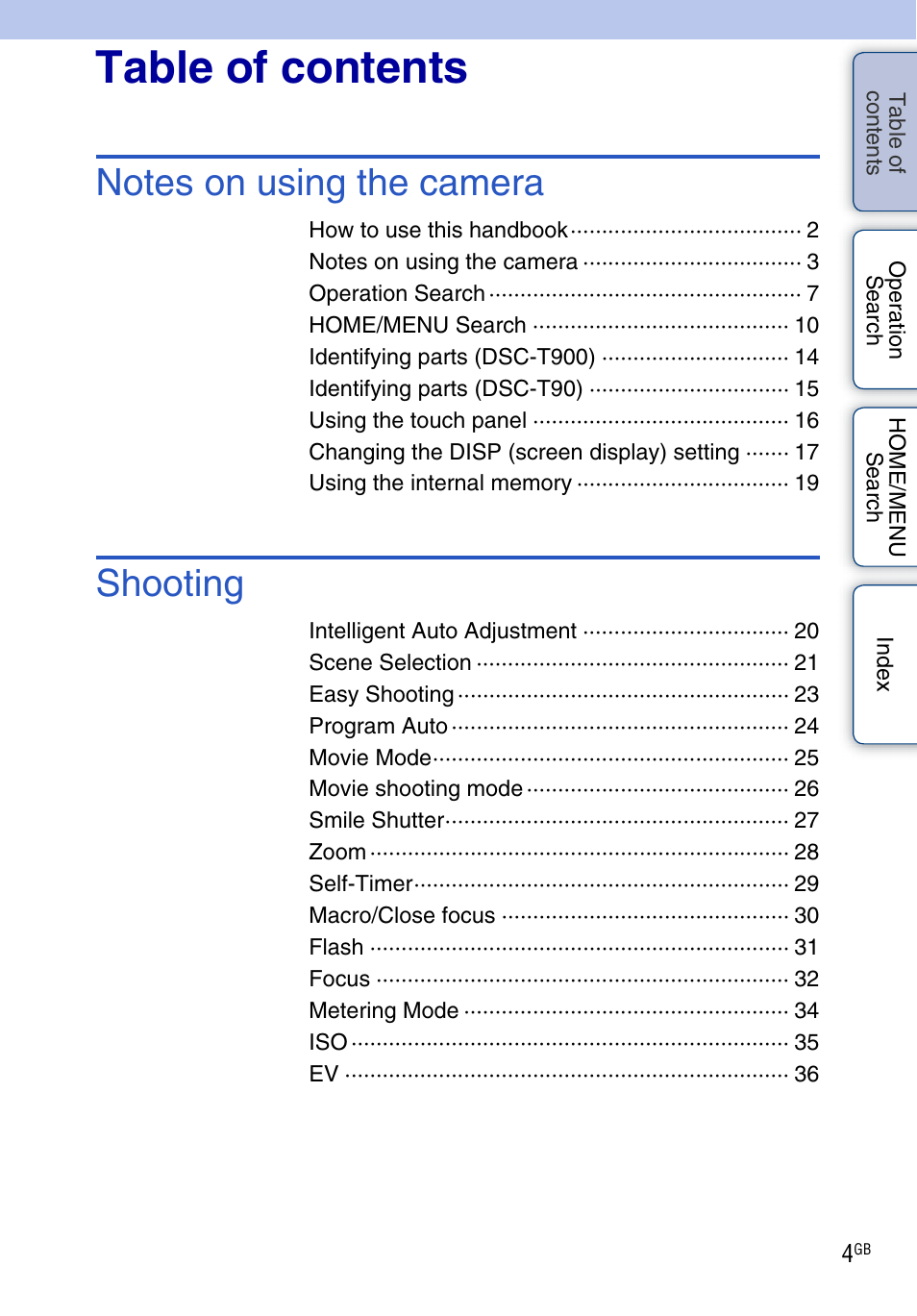 Sony DSC-T900 User Manual | Page 4 / 170