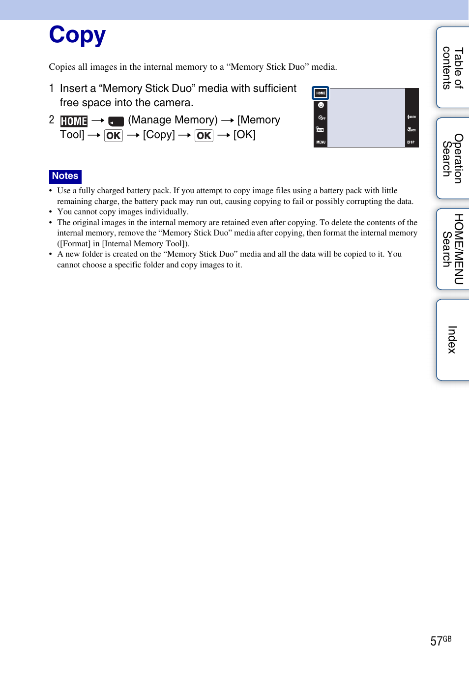 Copy | Sony DSC-T900 User Manual | Page 57 / 170