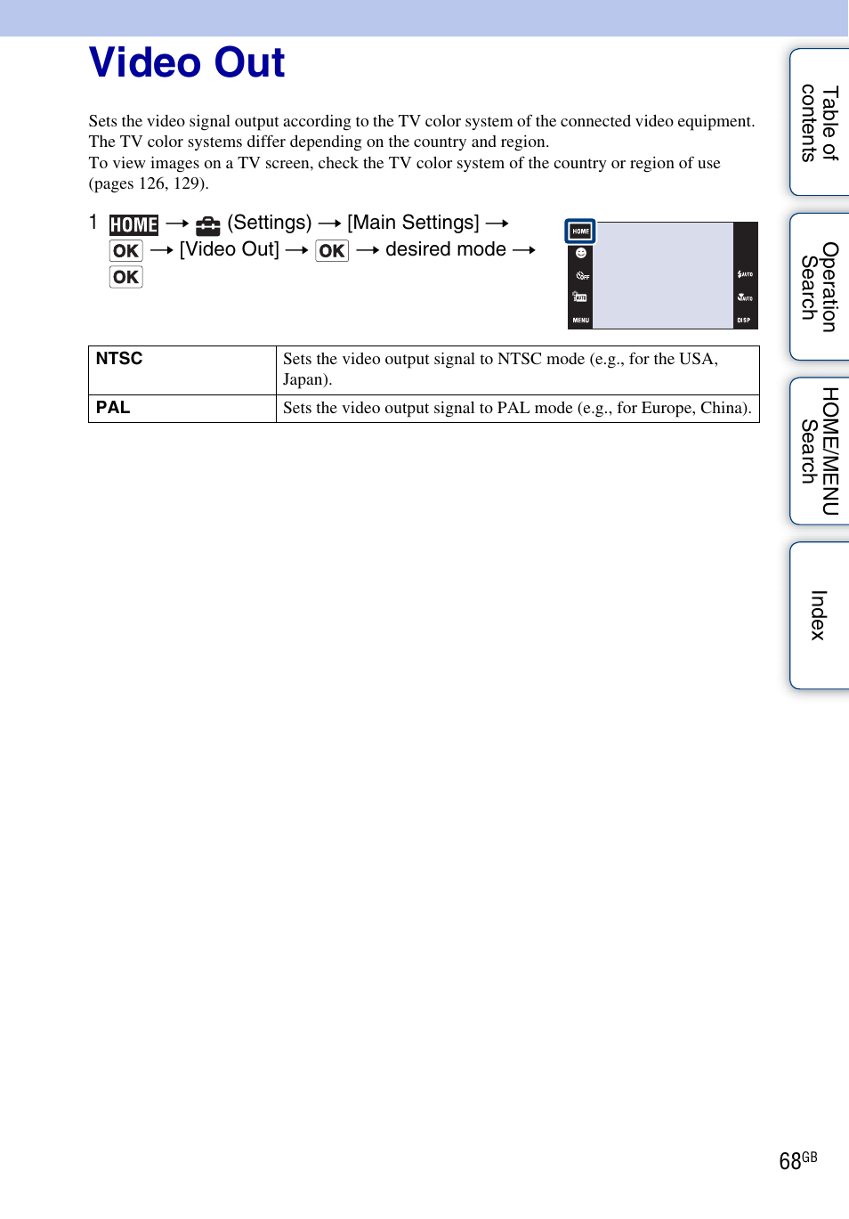 Video out | Sony DSC-T900 User Manual | Page 68 / 170