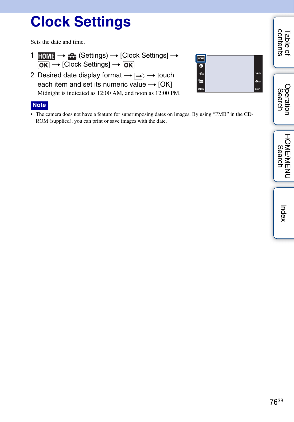 Clock settings | Sony DSC-T900 User Manual | Page 76 / 170
