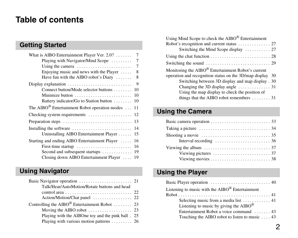 Sony ERS-7M3 User Manual | Page 2 / 99